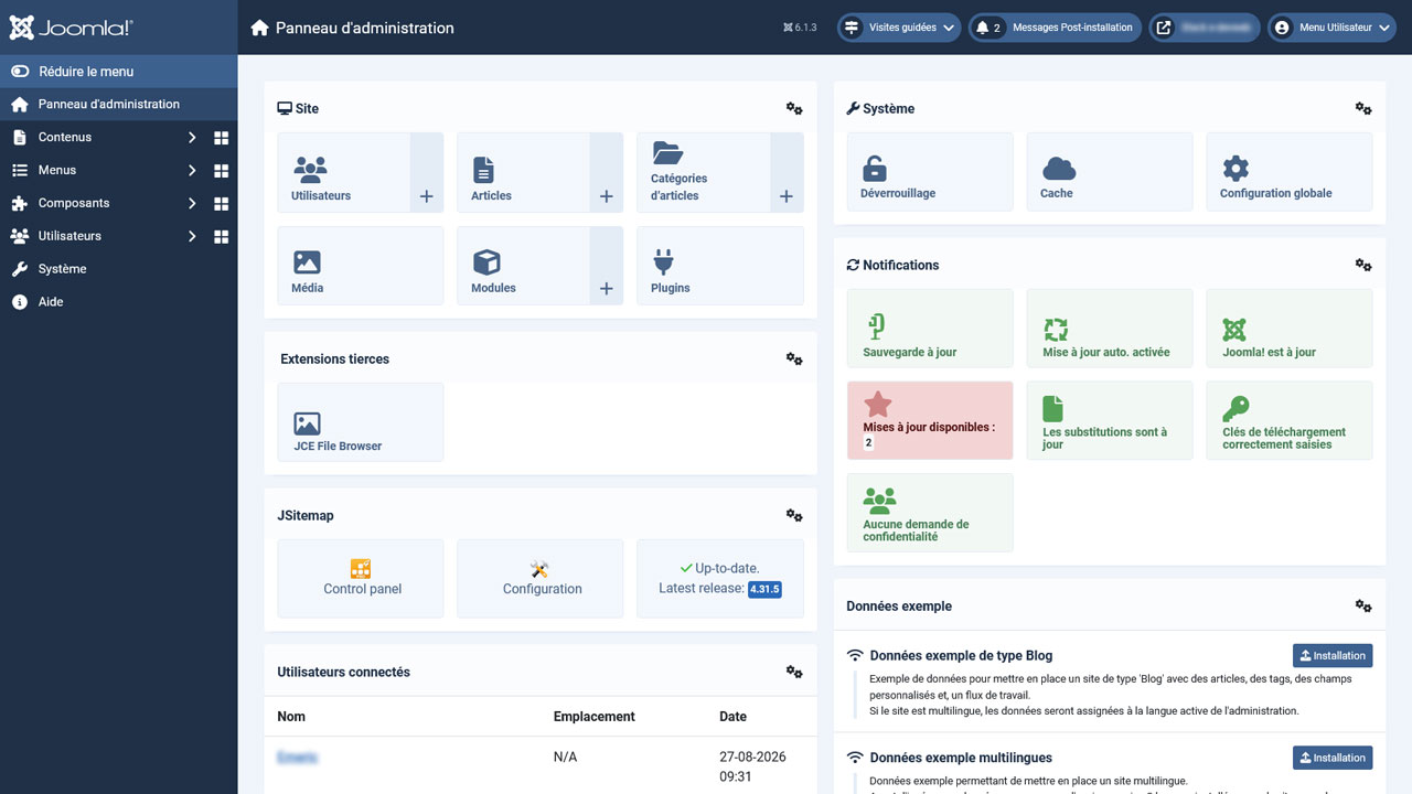 dashboard joomla