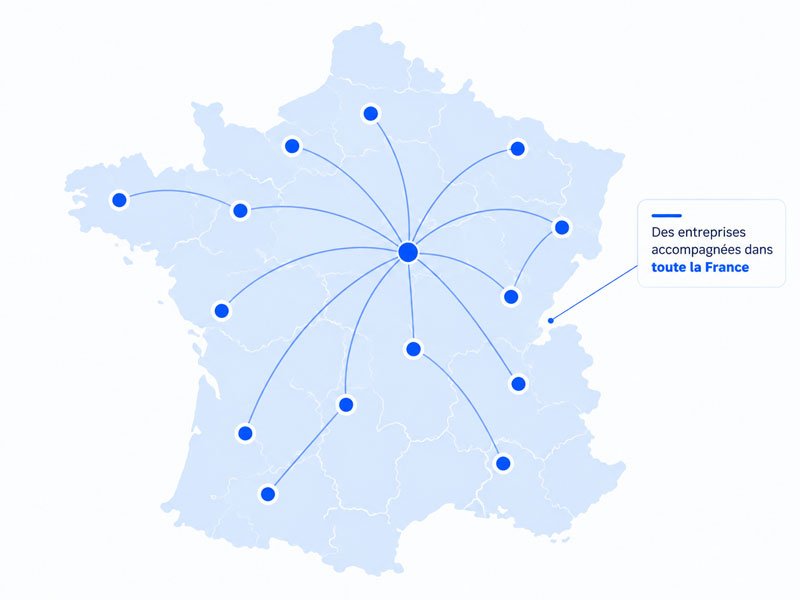 Carte illustrant l’accompagnement de projets partout en France